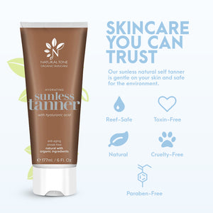 Hydrating Sunless Tanner with Hyaluronic Acid - Natural Tone Organic Skincare